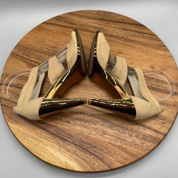 Michael Kors Berkley Heels Womens Size 8 M Nude Embossed Leather Stilletto Shoes - Picture 6 of 8